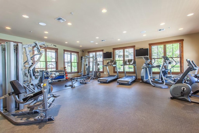 6002 St Moritz Dr Unit A, Whitefish, MT 59937 - workout area with recessed lighting and healthy amount of natural light