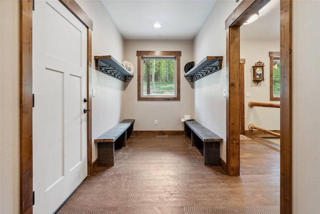 200 Lakeview Ter, Marion, MT 59925 - mudroom with wood finished floors, baseboards, and recessed lighting