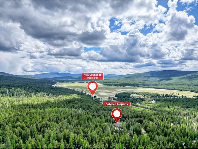 200 Lakeview Ter, Marion, MT 59925 - bird's eye view of a mountain backdrop and a heavily wooded area