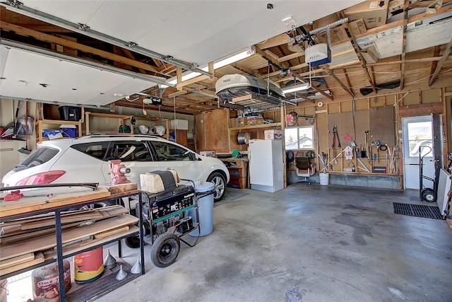 garage with a garage door opener