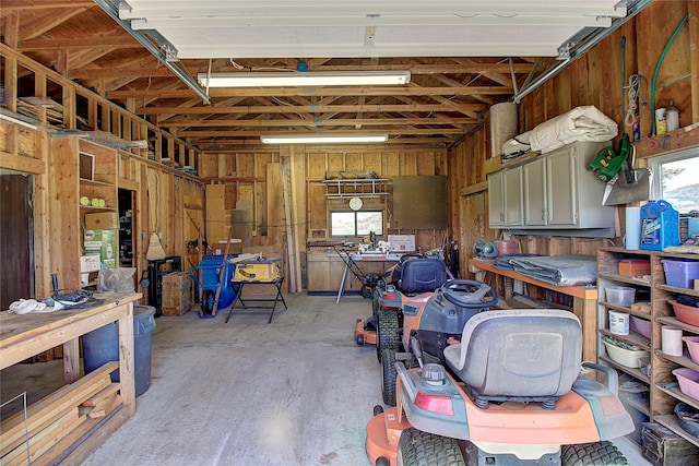 garage featuring a workshop area