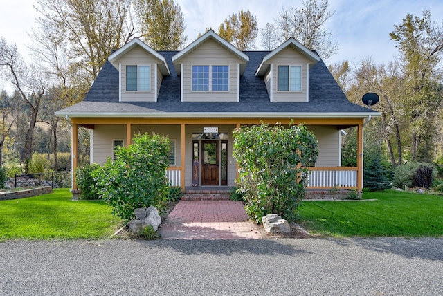 5235 Creekside Ln, Helena, MT 59601 - view of front of property with a porch, a front lawn, and roof with shingles