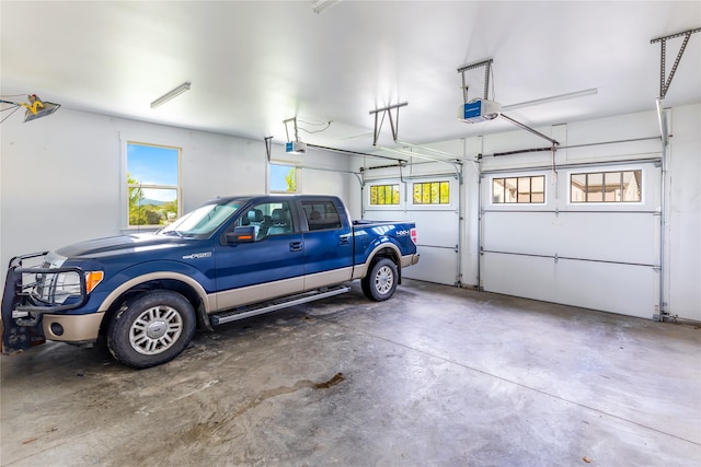 garage with a garage door opener