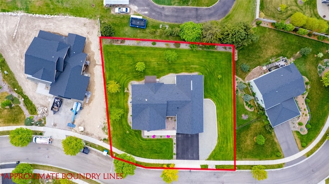 aerial overview of property's location featuring property parcel outlined