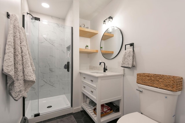 15 Lone Mountain Rd, Clancy, MT 59634 - full bathroom with a marble finish shower, toilet, tile patterned flooring, and vanity