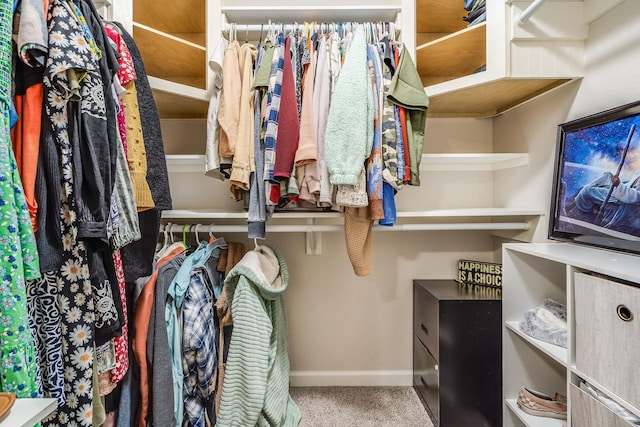 spacious closet with carpet flooring