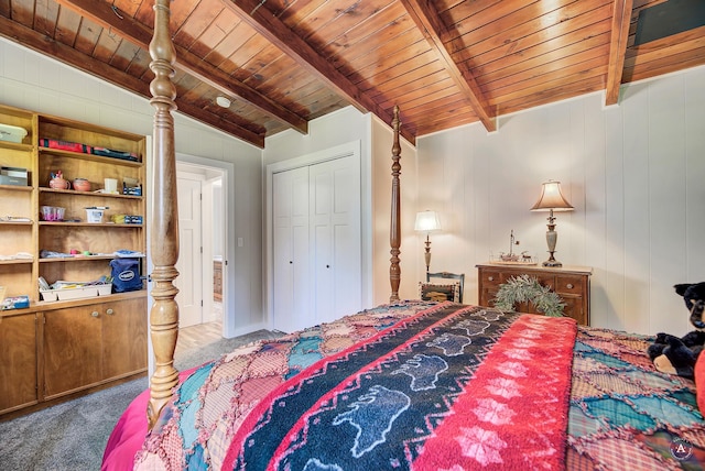 71 Seibold Ln, Cascade, MT 59421 - bedroom featuring carpet flooring, wooden ceiling, and a closet