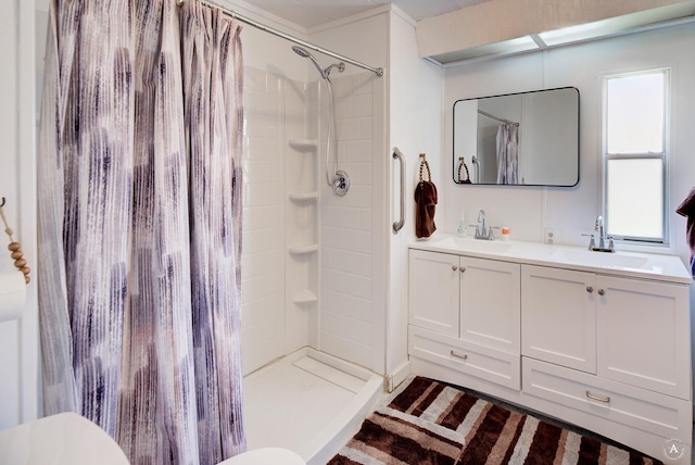 73 Seibold Ln, Cascade, MT 59421 - full bathroom featuring a shower with shower curtain, double vanity, and toilet