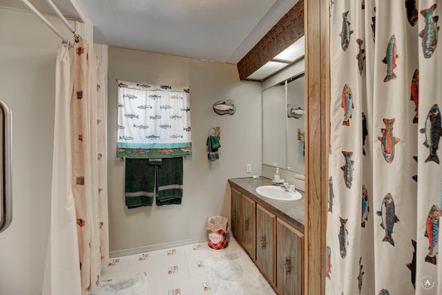 73 Seibold Ln, Cascade, MT 59421 - full bathroom featuring vanity, baseboards, and curtained shower