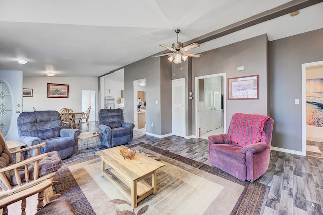 73 Seibold Ln, Cascade, MT 59421 - living area with wood finished floors, ceiling fan, and baseboards