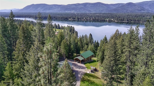 26 Castele Ln, Trout Creek, MT 59874 - drone / aerial view of a heavily wooded area and a water and mountain view
