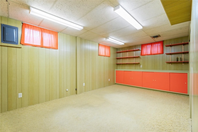 below grade area with carpet floors