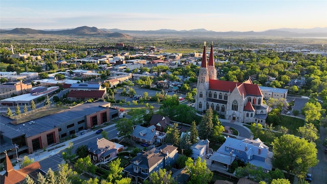 aerial view of a mountain backdrop