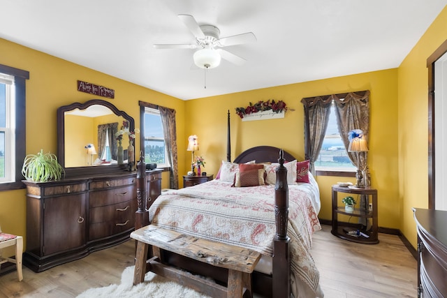 551 Fox Meadow Ln, Hamilton, MT 59840 - bedroom featuring light wood-style flooring and a ceiling fan