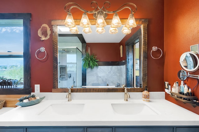551 Fox Meadow Ln, Hamilton, MT 59840 - bathroom featuring double vanity and a shower with shower door