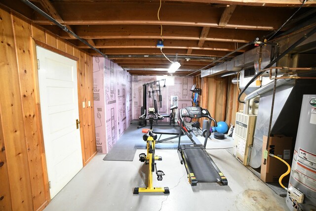 workout room with water heater