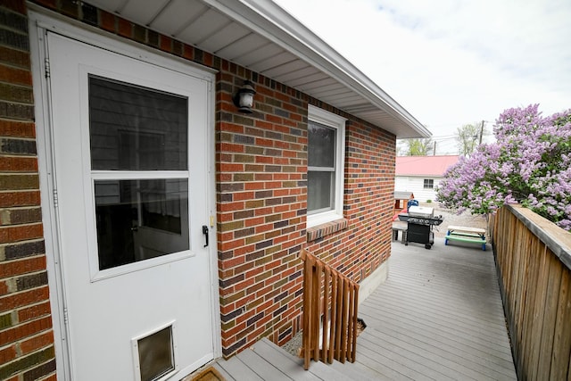 deck featuring grilling area