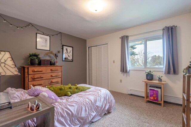 500 Geddis St, Helena, MT 59601 - bedroom with a baseboard heating unit, carpet floors, and a closet