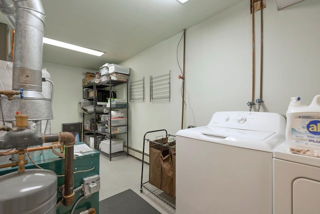 500 Geddis St, Helena, MT 59601 - clothes washing area featuring washer and clothes dryer and baseboard heating