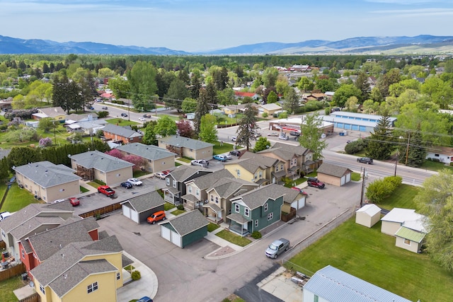 aerial perspective of suburban area featuring a mountainous background