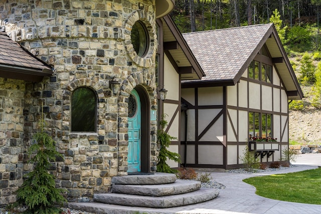 215 Browns Gulch Rd, Kalispell, MT 59901 - doorway to property with stone siding