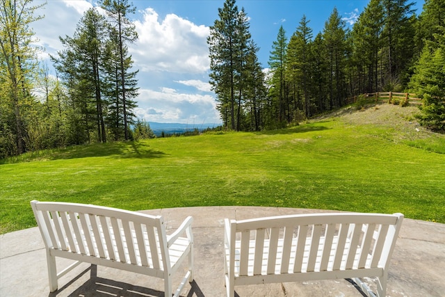 215 Browns Gulch Rd, Kalispell, MT 59901 - view of green lawn with a patio area