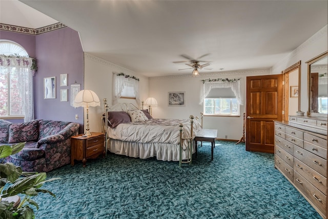 527 Grande Vista Dr, Kalispell, MT 59901 - bedroom featuring dark colored carpet and a ceiling fan