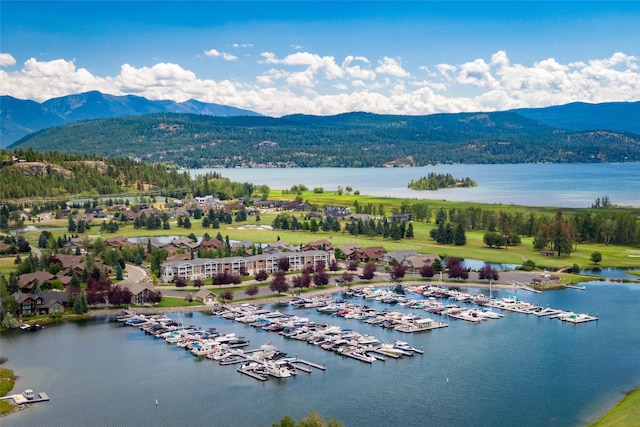 2060 Marina Ct, Bigfork, MT 59911 - bird's eye view of a water and mountain view and a marina