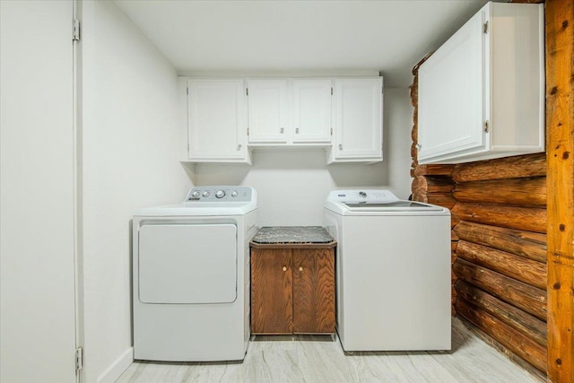 6470 US Highway 93 S, Eureka, MT 59917 - laundry area with washing machine and dryer, cabinet space, and rustic walls