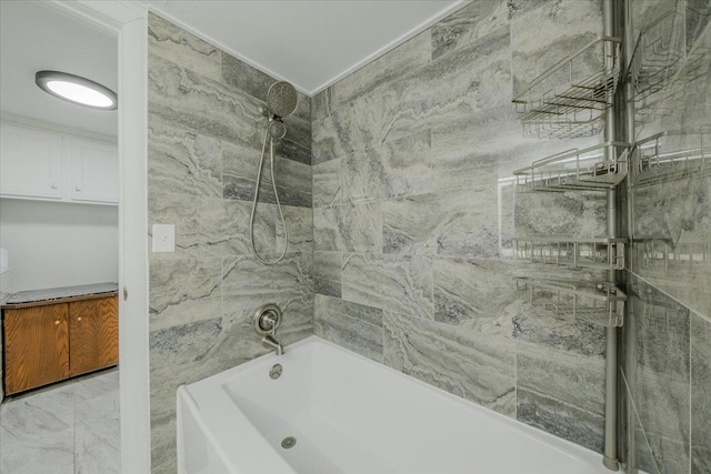 6470 US Highway 93 S, Eureka, MT 59917 - full bathroom with  shower combination and marble look tile flooring