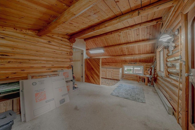 6470 US Highway 93 S, Eureka, MT 59917 - bonus room featuring rustic walls, wooden ceiling, carpet, and a baseboard heating unit