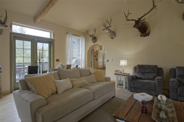 6961 Mt Highway 200, Plains, MT 59859 - living room featuring arched walkways and french doors