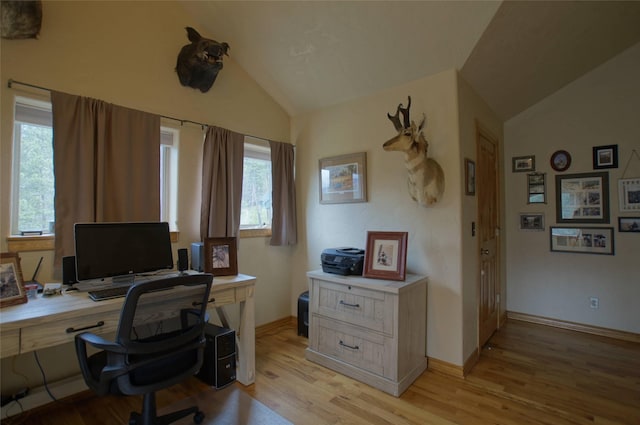 6961 Mt Highway 200, Plains, MT 59859 - office with lofted ceiling, light wood-style flooring, and baseboards