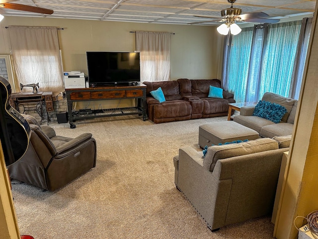 325 River Dr, Lolo, MT 59847 - living room with ceiling fan, healthy amount of natural light, and carpet