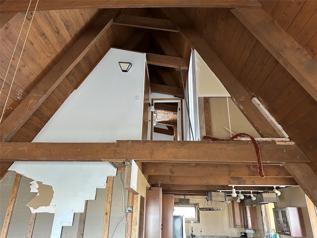 14 Sidehill Trl, Ennis, MT 59729 - detailed view of wooden ceiling and beamed ceiling