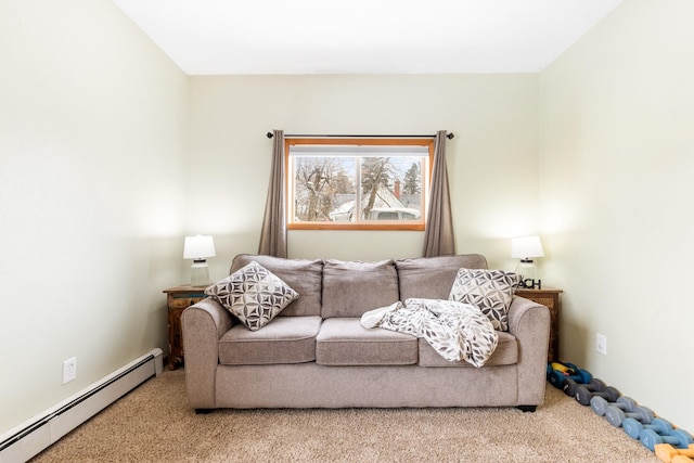 412 Mill St, Sheridan, MT 59749 - carpeted living area featuring a baseboard radiator