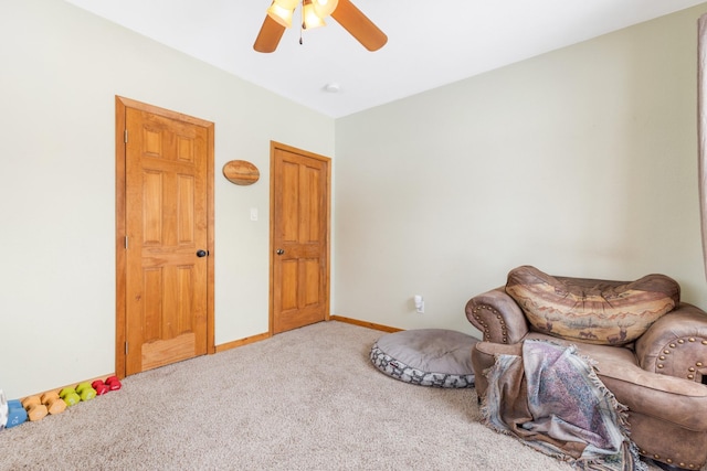 412 Mill St, Sheridan, MT 59749 - living area with carpet, ceiling fan, and baseboards