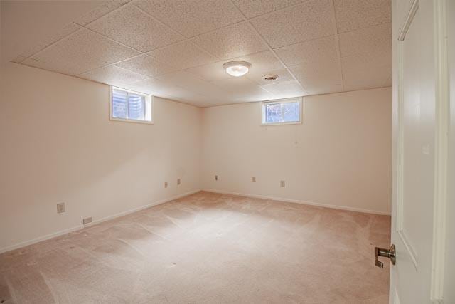 6 Cedar Lake Dr, Butte, MT 59701 - below grade area with plenty of natural light, light carpet, baseboards, and a paneled ceiling