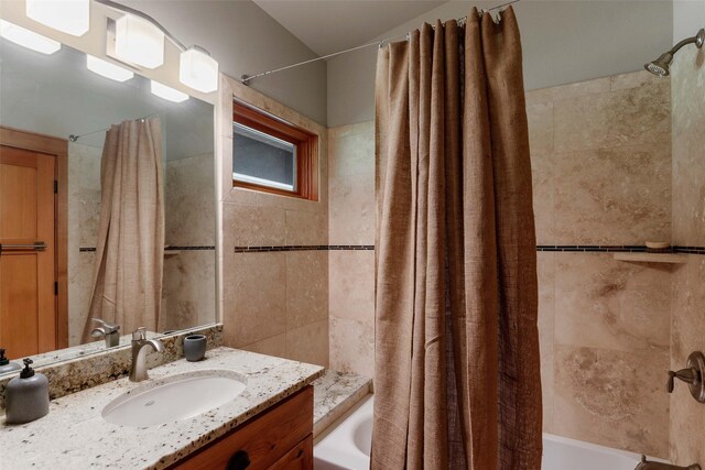 318 Mt Highway 56, Noxon, MT 59853 - bathroom featuring shower / bath combination with curtain and vanity