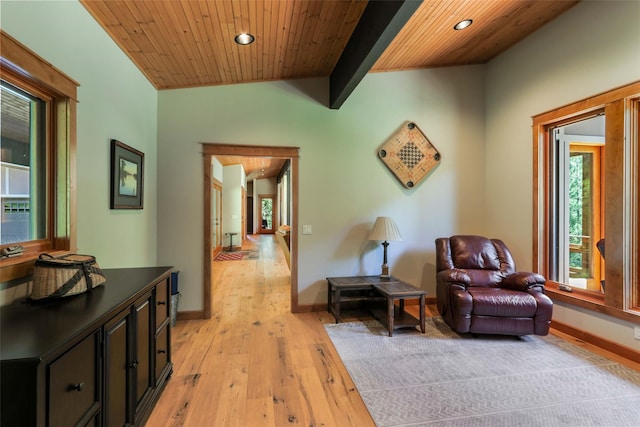 318 Mt Highway 56, Noxon, MT 59853 - living area featuring light wood-style flooring, baseboards, recessed lighting, and wooden ceiling