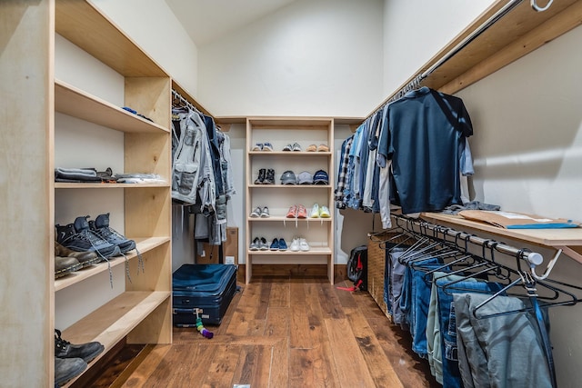 spacious closet with hardwood / wood-style floors