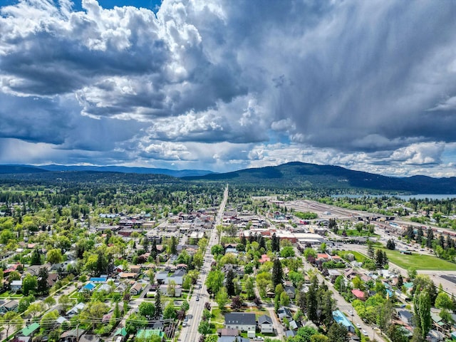 aerial perspective of suburban area featuring a mountainous background