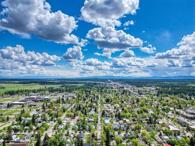 aerial perspective of suburban area featuring a mountain backdrop