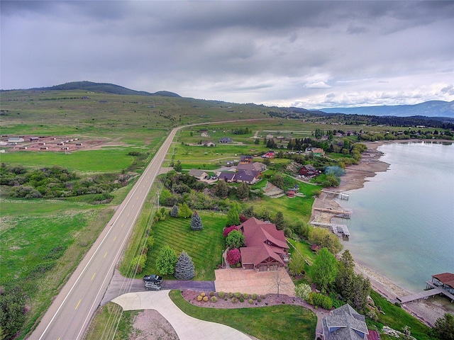 34520 Rocky Point Rd, Polson, MT 59860 - drone / aerial view of a water and mountain view