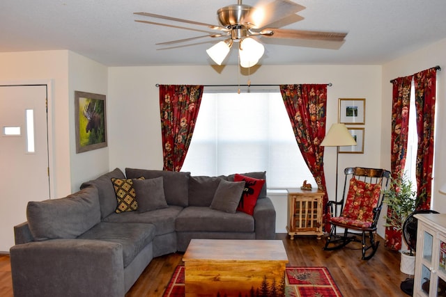 35881 Warbler Dr, Ronan, MT 59864 - living area with wood finished floors and ceiling fan