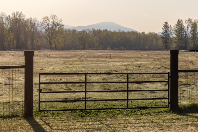 3690 Big Flat Rd, Missoula, MT 59804 - gate featuring fence, a rural view, a view of trees, and a mountain view