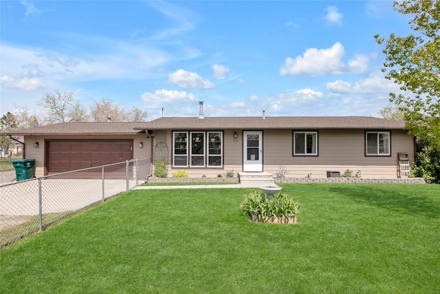 single story home with a garage and driveway