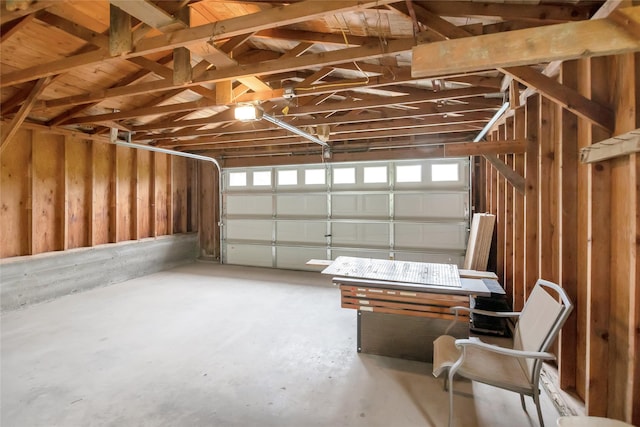 garage with a garage door opener