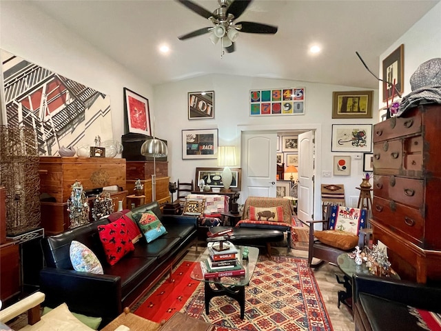 998 Mount Silcox Dr, Thompson Falls, MT 59873 - living area with vaulted ceiling and ceiling fan