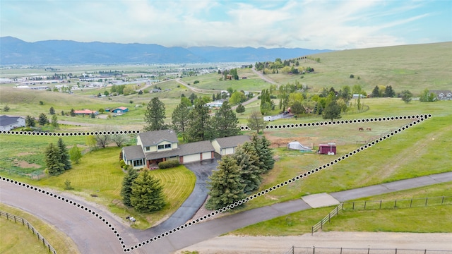 5190 Goodan Ln, Missoula, MT 59808 - overview of rural landscape featuring agricultural land and a mountain backdrop
